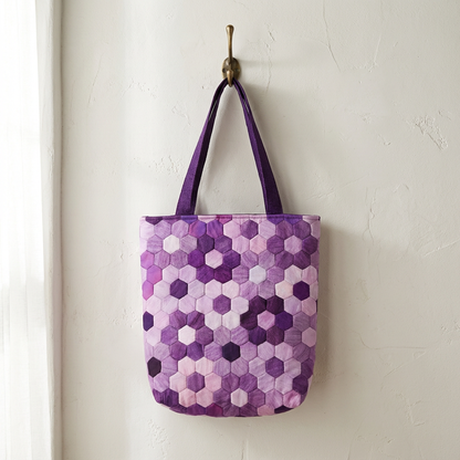 HONEYCOMB QUILTED TOTE BAG - Handmade Hexagon Patchwork