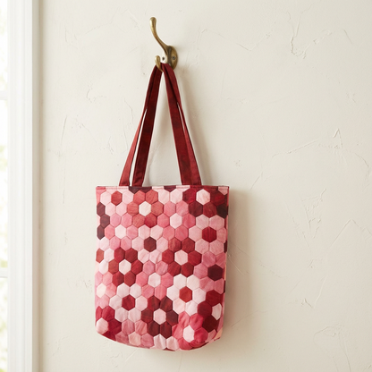 HONEYCOMB QUILTED TOTE BAG - Handmade Hexagon Patchwork
