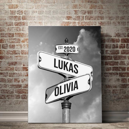 "Where We Met" Personalized Street Sign Canvas