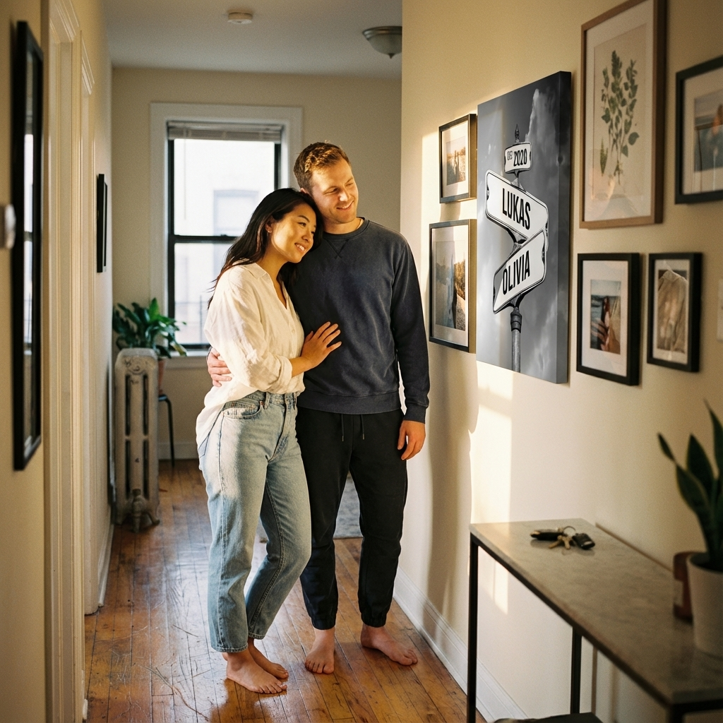 "Where We Met" Personalized Street Sign Canvas