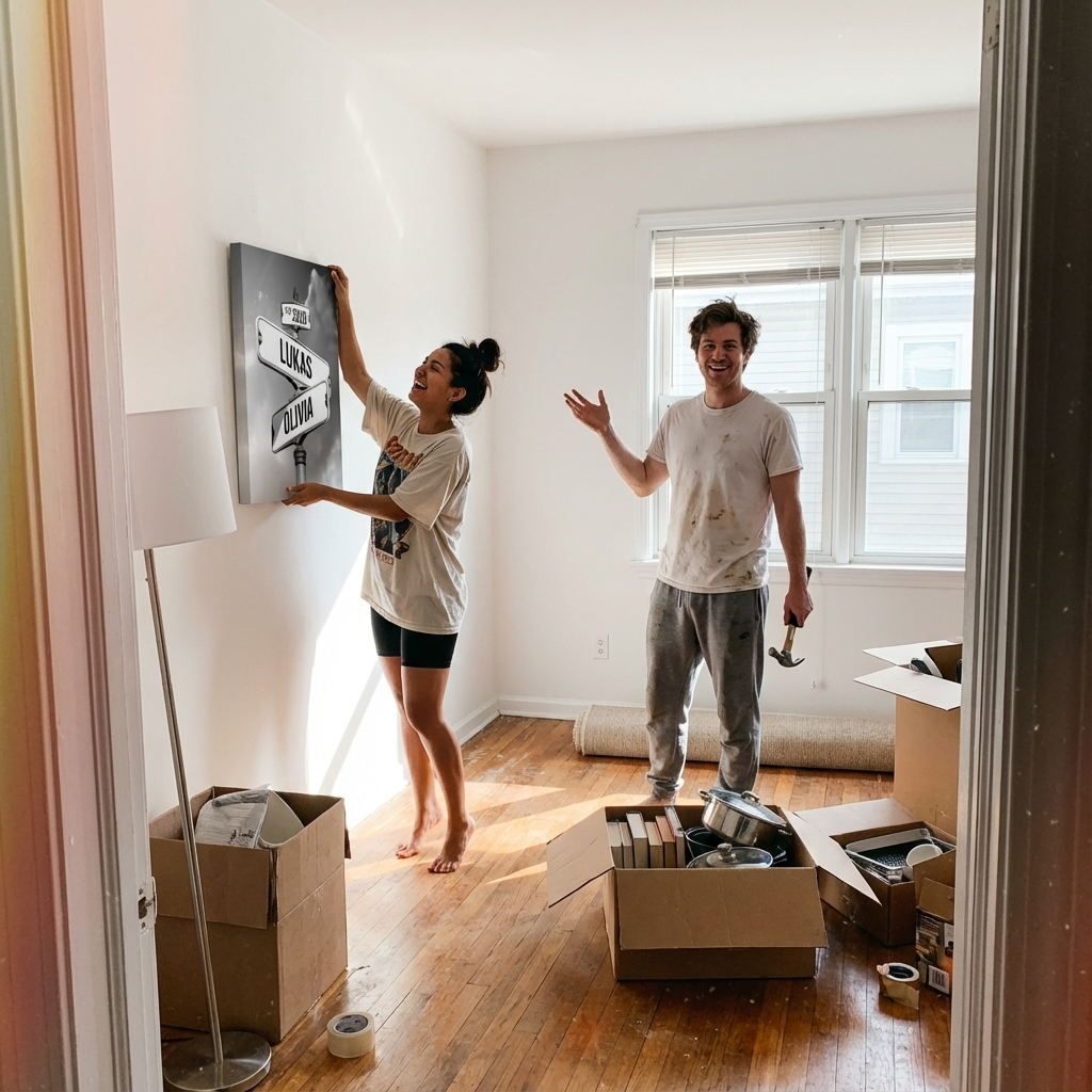 "Where We Met" Personalized Street Sign Canvas