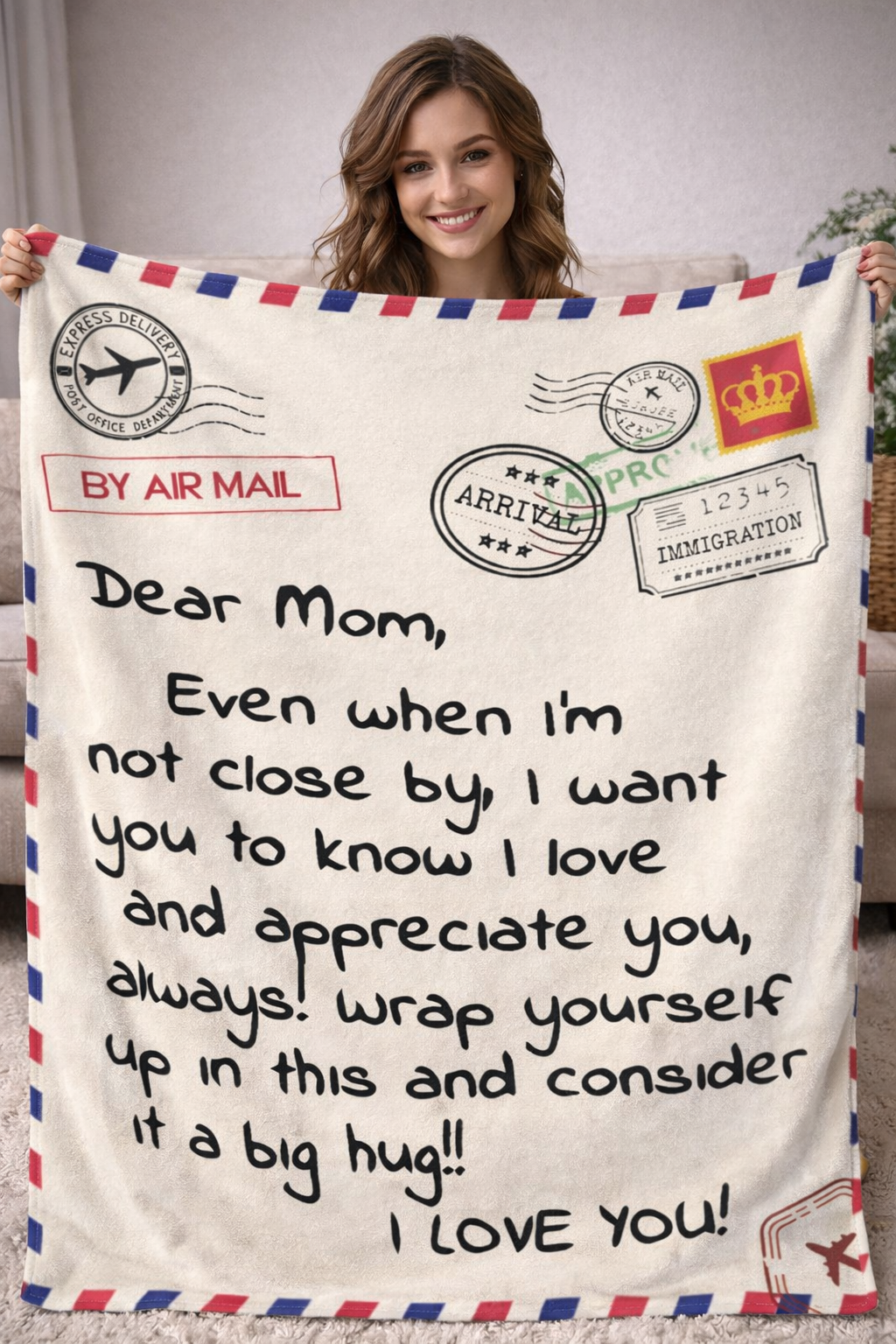 Personalized “Hug From Afar” Blanket for Mom