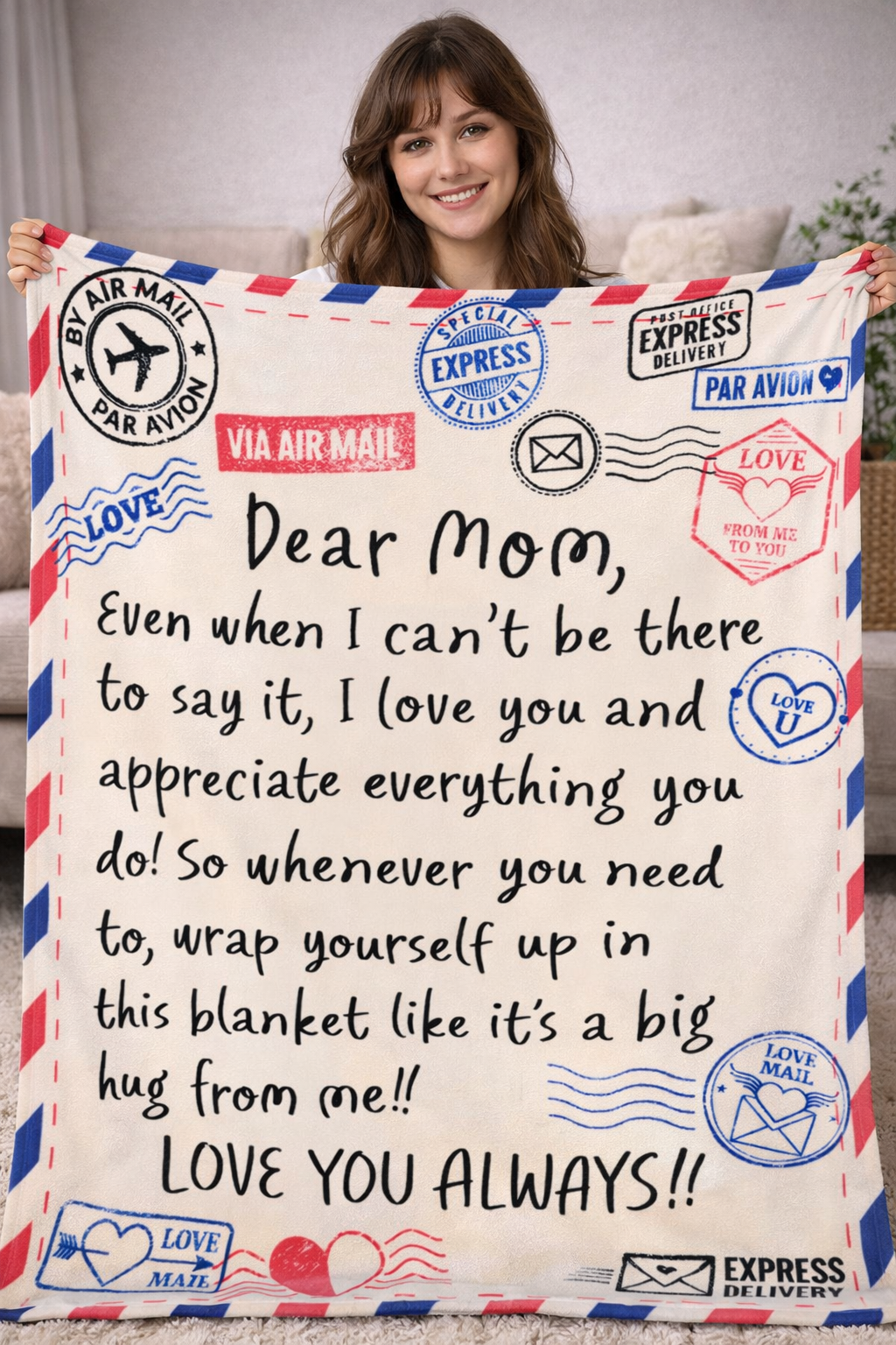 Personalized “Hug From Afar” Blanket for Mom