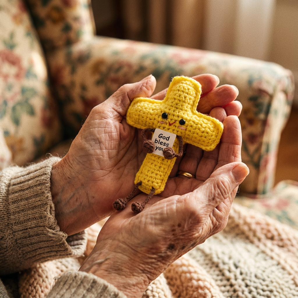 Grace Keeper - "God Bless You" Crochet Cross