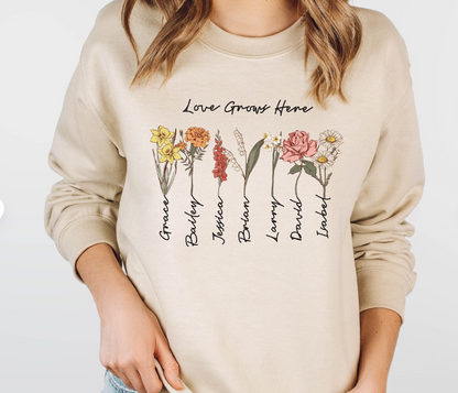 Personalized Garden Sweatshirt for Mom Grandma Nana Aunt, Unique Gift for Her