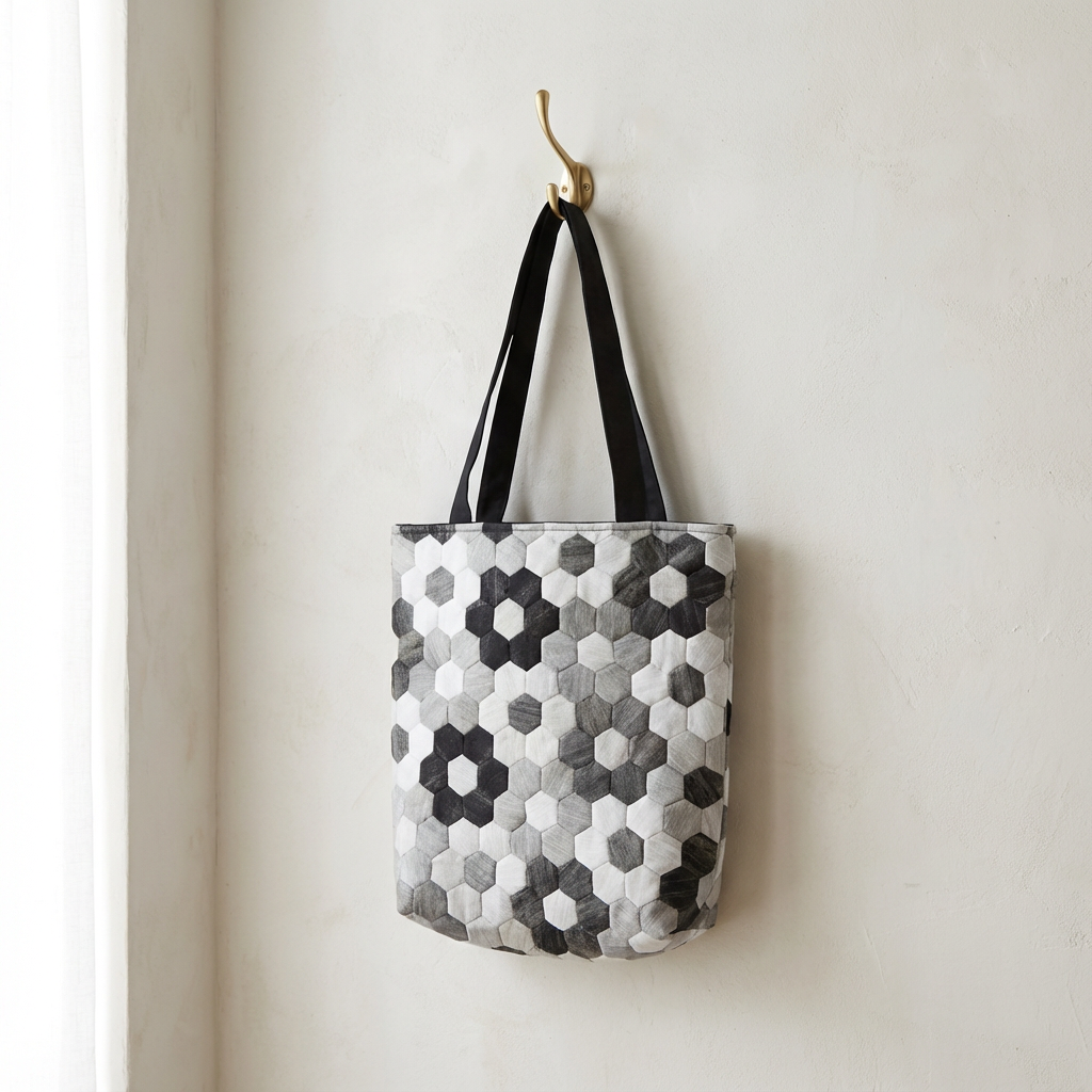 HONEYCOMB QUILTED TOTE BAG - Handmade Hexagon Patchwork