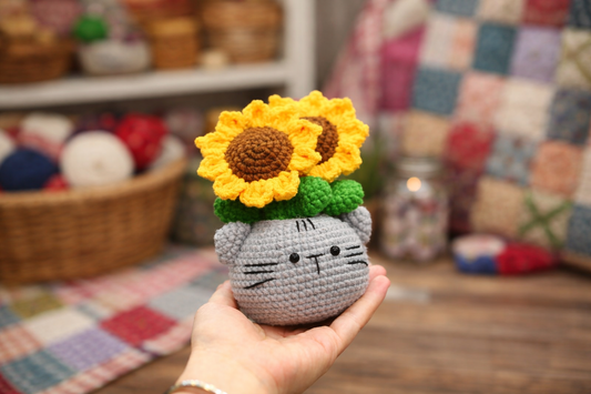 Sunny Kitty – Handmade Crochet Cat with Sunflowers