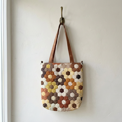 HONEYCOMB QUILTED TOTE BAG - Handmade Hexagon Patchwork