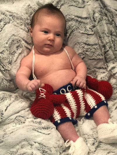 Cozy Crochet Baby Boxing Gloves and Shorts Set