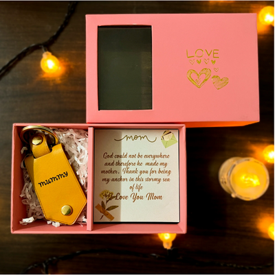 PERSONALIZED PHOTO KEYRING IN LEATHER CASE (& WITH MESSAGE CARD)