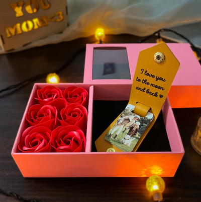 PERSONALIZED PHOTO KEYRING IN LEATHER CASE (& WITH MESSAGE CARD)